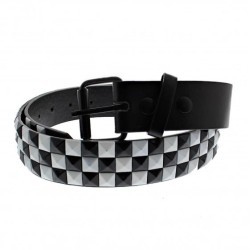 3 Row Chessboard Pyramid Belt - Black And White