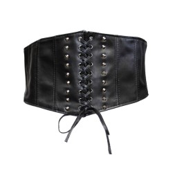 Black Corset Belt With Studs - Elasticated Corset Belt