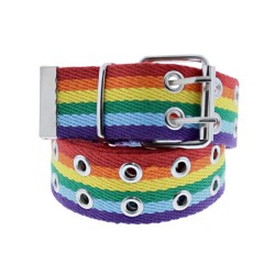 Rainbow Eyelet Canvas Belt - Double Eyelet Black Canvas Belt