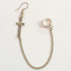 Simple Cross & Chain Cuff Earrings - Gold Cuff Earrings