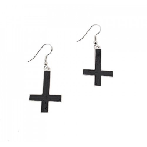 Upside-down Cross Earrings - Enamel Earrings