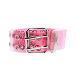 Clear Pink Glitter PVC Eyelet Belt - Two Row Eyelet