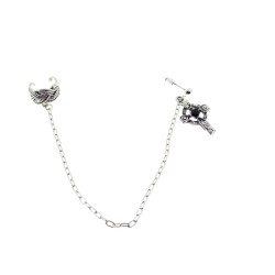 Celtic Cross Ear Cuff - Silver Chain