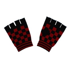 Black And Red Checkered Fingerless Gloves - Fingerless Gloves