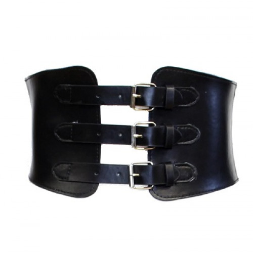 Black Three Buckle Corset Belt - Elasticated Corset Belt