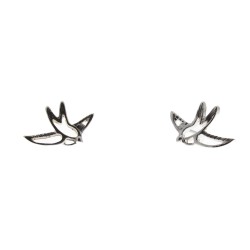 Cut Out Silver Swallow Stud Earrings - Metal Stud Earring