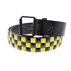 3 Row Chessboard Pyramid Belt - Yellow And Black