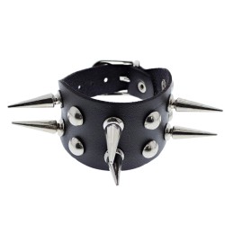2 Row Spike Studded - Faux Leather Bracelet