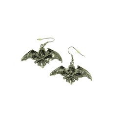 Skull And Crossbones with Bat Wings Earrings - Metal Earrings