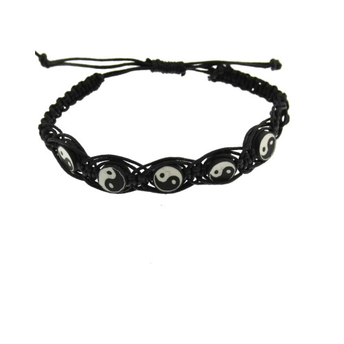Yin Yang - Plaited Reconstructed Leather Bracelet