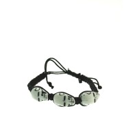 White Skulls - Black Plaited Bracelet