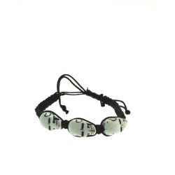 White Skulls - Black Plaited Bracelet