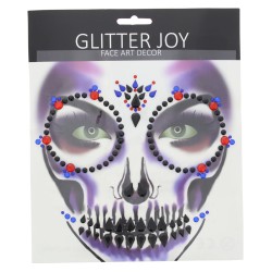 Day Of The Dead Face Gem Set - Black Red And Blue