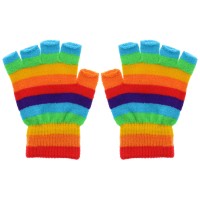 Rainbow Stripe - Fingerless Gloves