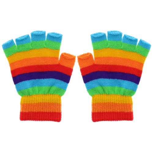 Rainbow Stripe - Fingerless Gloves