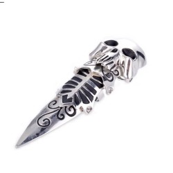 Silver Skull Punisher Ring - Long Knuckle Ring