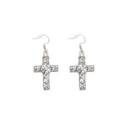 Crystal Stone Cross Earrings  - Metal Earrings