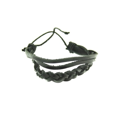 Black Plaited - Reconstructed Leather Bracelet