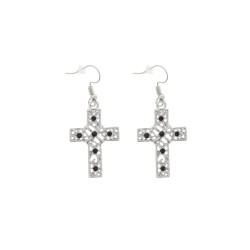 Crystal Stone Cross Earrings - Metal Earrings