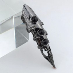 Black Stone Ring - Full Finger Knuckle Ring