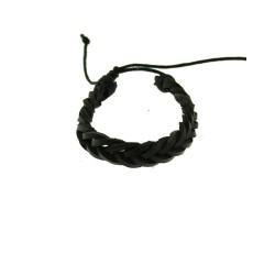 Black Plaited - Reconstructed Leather Bracelet