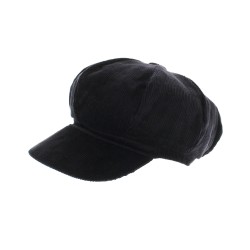 Baker Boy Hat - Black Corduroy Cap