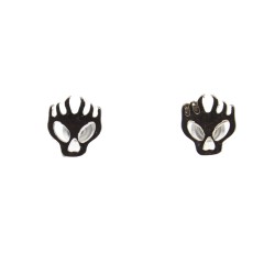 Flaming Skull Stud Earrings - Metal Stud Earrings
