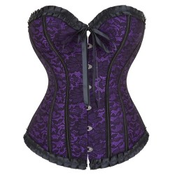 Classic Floral Print Bustier Two Tone Corset - Small Corset