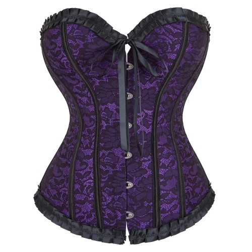 Classic Floral Print Bustier Two Tone Corset - Large Corset