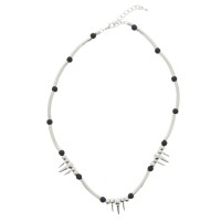 Black Ball And Silver Bar - Triple Spike Necklace